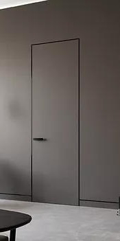 Олимп Межкомнатная дверь Invisible 4 внутр. открывания под покраску, Ал.кромка (серебро, черная), арт. 12308 - фото №1